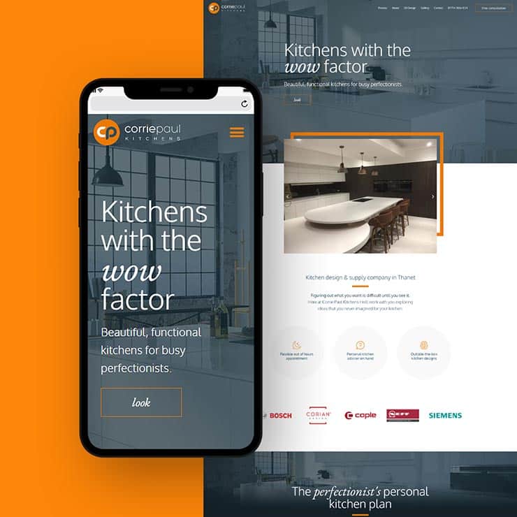 Corrie Paul Kitchens web design by 9G websites