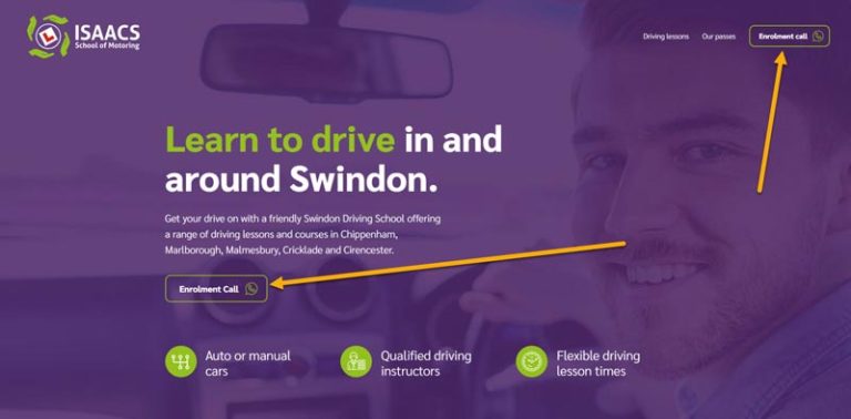 driving school website clear call to action